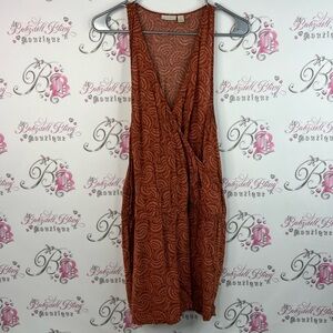 Hinge romper shorts paisley leafs tropical pockets Rust Orange Sleeveless Dress